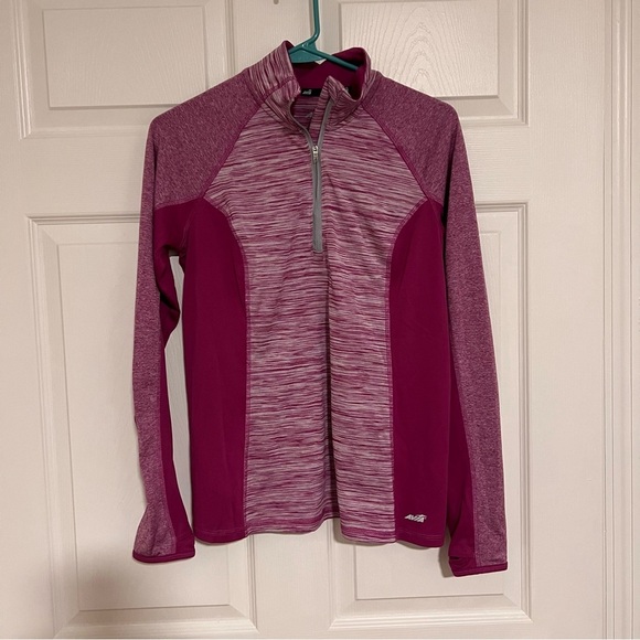 Avia Tops - Avia Purple Athletic Quarter-Zip Long Sleeve Top with Thumbholes Size S
